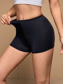 休闲百搭标语印花短裤 - 黑色 - 查看 2