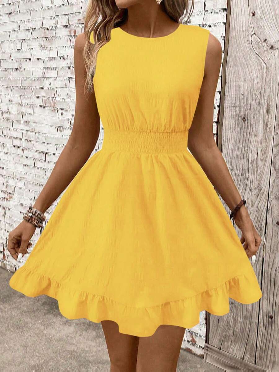 SHEIN Clasi Vestido casual - Casual moderno - Casual de vacaciones - Pastoral - Amarillo - Ver 1