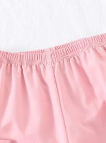 SHEIN Playful Pals Conjunto de 2 piezas de top sin mangas con pliegues y detalle de lazo, y pantalones de pierna ancha, en color liso, de estilo casual y moderno, adecuado para salidas de primavera/verano, vacaciones y uso diario.