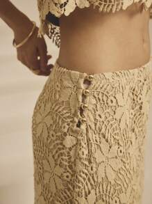 Aralina Váy Maxi Nữ Lưng Cao Có Viền Ren Khoét Hở Họa Tiết Hoa Cho Kỳ Nghỉ - Màu vàng - Xem 4