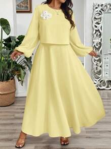 Elenzga Set da 2 pezzi da donna taglie forti, elegante gonna lunga a-line con collo plissettato e maniche a palloncino. Versatile per l'uso quotidiano, confortevole e adatta per occasioni diverse come Capodanno, festival musicali, San Valentino, Ringraziamento, Natale, Ognissanti, Pasqua, carnevale, raduni casual, vacanze al mare, picnic al parco, pendolarismo, shopping, ecc. Tessuto di qualità, design distintivo, molto attraente.