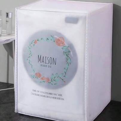Fully Wrapped Washing Machine Dust Cover 1pc Waterproof Oxford Fabric Universal Fit For Laundry Room Apartment Use Anti-Rust Scratch-Resistant Easy To Clean Storage Drawstring