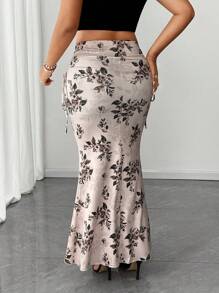 SHEIN Unity 大码优雅半身裙，高端感高低鱼尾裙，2025年新品 - 彩色 - 查看 3