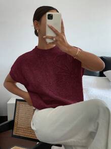 Siren Gaze 女士休闲纯色 3D 花卉短袖针织上衣