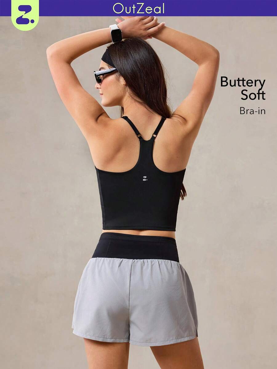 OutZeal 吸汗可调节肩带露背可拆卸垫运动文胸背心日常健身 - 黑色 - 查看 1