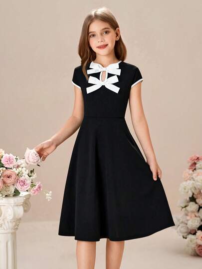 Tween Girls' Knit Color Block Butterfly Decor Sleeveless Shift Dress