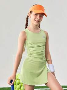 JNSQ Ropa de vuelta al colegio para niña preadolescente, Parte superior deportiva profesional para exteriores, Parte superior deportiva profesional para exteriores con cuello redondo, plisado 3D y estampado reflectante 3M para niños