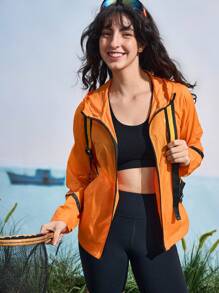 In My Nature Women's Casual Outdoor Sports Hooded Zip-Up Long Sleeve Protective Jacket Fall & Winter Outdoor Jacket - Orange - View 10