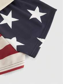 ROMWE J-Fashion Y2K 复古美国独立日美国辣妹低腰迷你短裤，印有国旗图案，女款 - 彩色 - 查看 3
