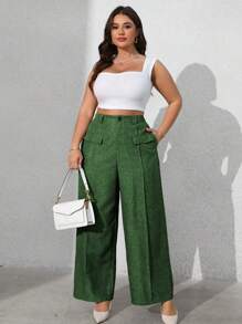 Vionelle Pantalon de tailleur casual pour femme grande taille, couleur unie, avec faux poches avant