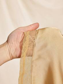 Harviee Satin Lace Hankie Styler Luxury Modern Flair Mini Skirt Sexy Women Summer Holiday - Apricot - View 7