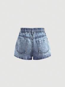 SHEIN Gonna pantalone asimmetrica in denim con bottoni, stile boho casual Y2K, per ragazze, abbigliamento estivo, vacanze e uso quotidiano