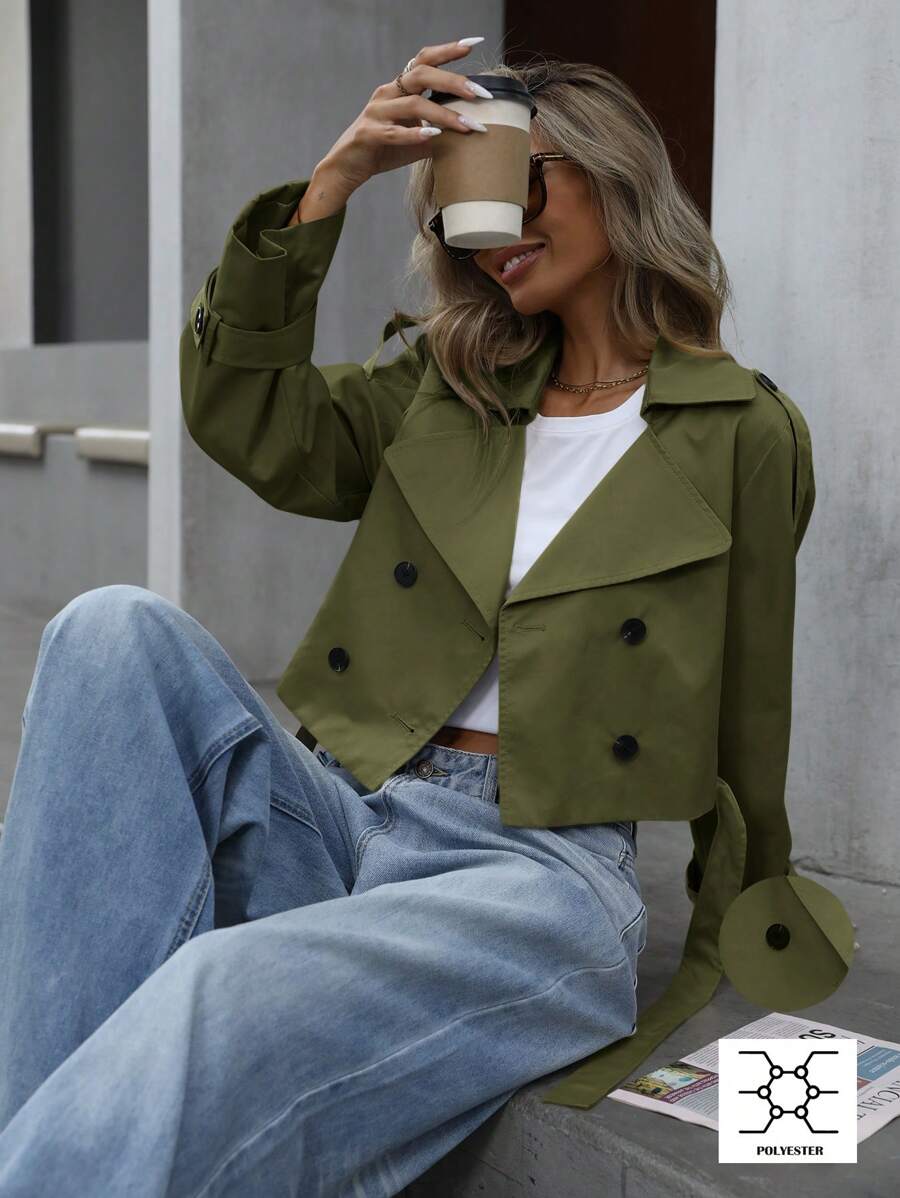 Aveloria Modichic 短款宽松双排扣腰带风衣