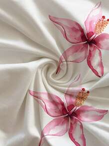 Soleia 3pcs/Set Women Casual Ruched Asymmetric Hemline Tight Camisole Tank Top Set, Suitable For Summer Holiday, Floral Print Suitable For Going Out