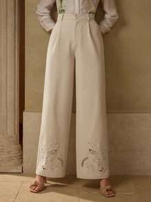 MOTF PREMIUM EMBROIDERY FOLD PLEATED SUIT PANTS - Apricot - View 4