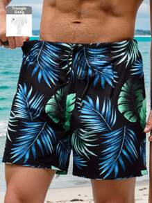 Manfinity KASUA Pantalones cortos de playa para hombre con estampado digital todo sobre plantas tropicales de moda casual y maduro, adecuados para vacaciones de verano en la playa, citas, fiestas, combinación de parejas/familias, regalo ideal para novio, hawaianos