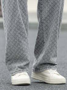 Manfinity Homme Lässige Herren Jeans mit weitem Bein und Taschen, lockere Passform & vielseitig einsetzbar - Hellgrau - Übersicht 6