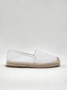 Solezae 女士时尚休闲舒适透气圆头帆布鞋 - 白色 - 查看 3