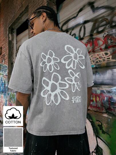 PAVTROS Manfinity Streetrush 男士休闲水钻星星圆领短袖 T 恤，夏季星星衬衫男士超大短款印花水钻星星衬衫短款图案 T 恤街头潮流上衣、嘻哈街头、男友礼物、男士街头潮流、水钻、万圣节、万圣节派对、街头潮流