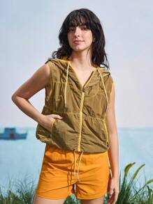 In My Nature Gilet pour femme de couleur unie, pour le casual et les activités extérieures
