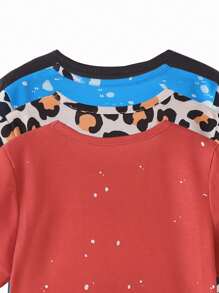 Camisetas de manga corta con estampados de eslóganes múltiples para niñas jóvenes - Multicolor - Ver 5