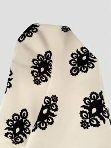 SHEIN PETITE 女式印花蝙蝠袖系腰连体裤（有领）