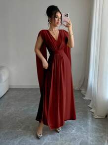 Elenzga Váy dài thắt eo cổ chữ V Halloween, màu đỏ - Màu Đỏ Sâu - Xem 7