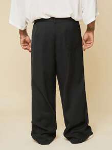 EASEVO 大码男士休闲黑色梭织长裤 - 黑色 - 查看 2