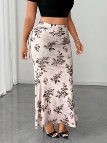 SHEIN Unity 大码优雅半身裙，高端感高低鱼尾裙，2025年新品 - 彩色 - 查看 4