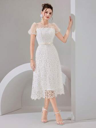 Poshira Hochwertiges Abendkleid, französisches Design, Vintage Minimalismus Stil Partykleid