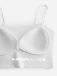 LUVLETTE Dream Curve 2ndSkin Wireless Seamless White Built-In Bra Backless Lounge Basic Sports Workout White Lingerie As Outerwear Camisole Tank Tube Top