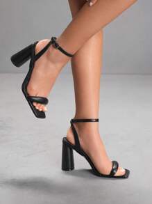 CUCCOO SZL Women Silver Rhinestone Embellished High Heel Sandals - Black - View 11