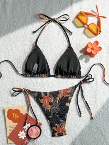 Swim Mod 2 Pieces Women Casual Vacation Beach Bodycon Sexy Halter Bikini Swimsuit For Summer - Orange - View 2