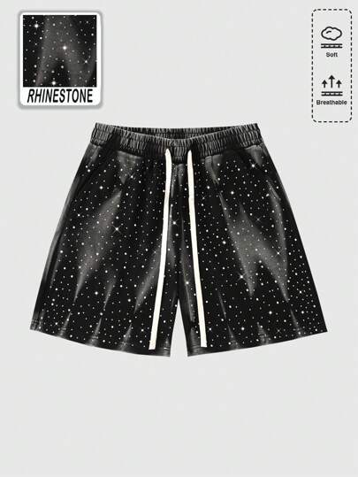 Street Life Men's Distressed Rhinestone Embellished Denim Shorts