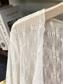 INAWLY 女式常规款休闲度假长袖薄款开衫 - 杏色 - 查看 3