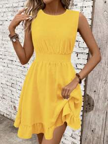 SHEIN Clasi Vestido casual - Casual moderno - Casual de vacaciones - Pastoral - Amarillo - Ver 3