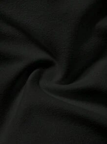 SHEIN PETITE CURVE 大码纯色高腰开衩休闲七分紧身裤 - 黑色 - 查看 6