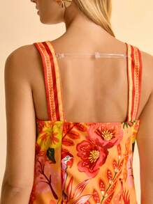 CAJUNI 女式彩色波西米亚风植物与鹦鹉印花度假休闲沙滩短裙，夏季