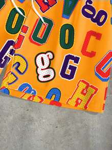 PAVTROS Men's Letter Print Drawstring Waist Casual Loose Shorts - Multicolor - View 5