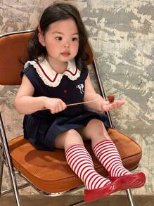 Dazy Kids Infant/Toddler Girls' Navy Collar Casual Cute Summer Printed Short Sleeve Dress - Blue - View 8