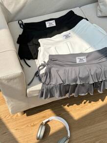 SHEIN EZwear Bộ 3 váy thể thao chữ A cạp chun tối giản, thường ngày dành cho nữ, váy dạ hội, váy dạo phố, váy câu lạc bộ gợi cảm dành cho nữ, thích hợp để đi chơi - Nhiều màu - Xem 5