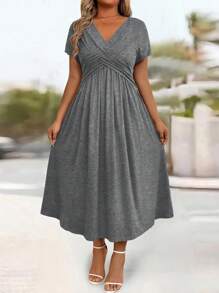 Chiquease Elegantes Damen Twist-Strickkleid, Lässig, A-Linie, schmeichelhaft, schlankheitsfördernd