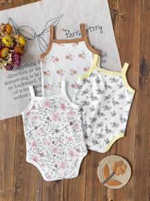 3 Stück/Set Ditsy Blumen Neugeborene Baby Mädchen Lässig Slip Kleid & Hauskleidung Set Mädchen Kleidung Set Teenager Mädchen Shirts Regenbogen Sommer Sets Pride Neugeborene Baby Mädchen Kleidung Sommer