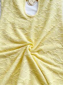 Soleia New Texture Halter Backless Tie Strap Mini Dress With Metal Decor, Blue - Yellow - View 6