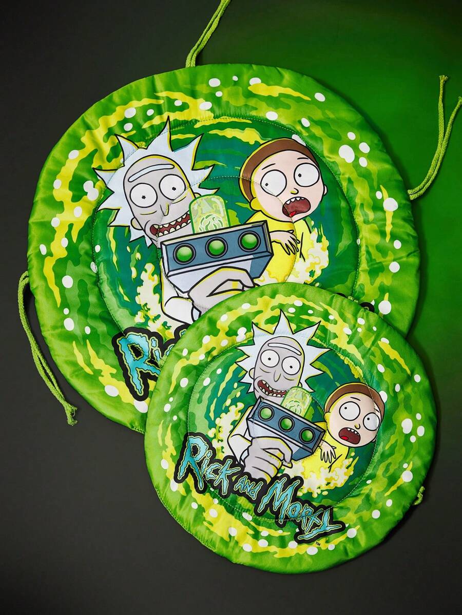 Rick and Morty X SHEIN 1 件卡通 Rick、Morty 印花防滑绿色门户可机洗宠物垫、睡垫、狗床、猫床,配有可固定在家具上的固定绳,有多种尺寸可供选择,以适应不同体型的宠物,可烘干 - 綠色 - 查看 1
