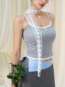 SHEIN MOD Women's Grey Sleeveless Mock-Layer Fashion Casual Camisole - Grey - View 7