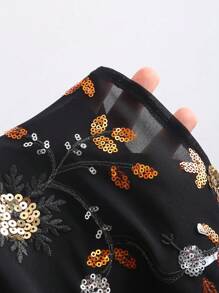 Sweetra 亮片刺绣蝴蝶结腰迷你裙 - 黑色 - 查看 7