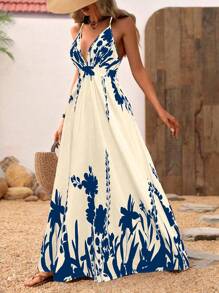 Breezaya Đầm suông hở lưng đi nghỉ thường ngày - Đầm suông hiện đại thường ngày - Màu xanh lam - Xem 4