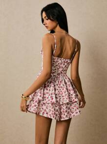 Poéselle 粉色碎花连体裤，女士度假休闲碎花吊带连体裤，适合日常穿着、外出、通勤、约会、度假等场合 - 粉色 - 查看 2