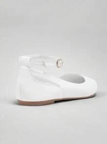 Solezae 女士迷人尖头镂空踝带平底鞋 - 白色 - 查看 3